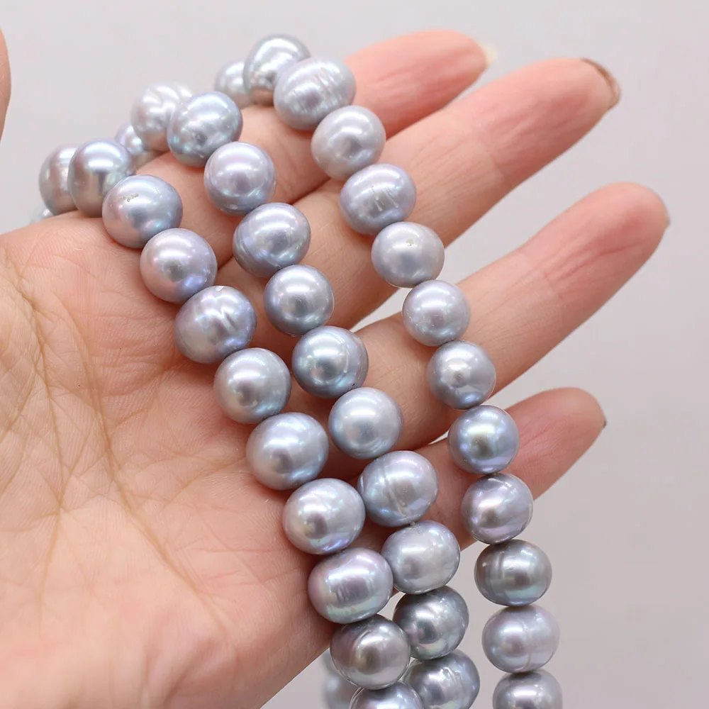 Gray Natural Fresh Water Punch Pearl Beads 10-11mm DIY for Jewelry Making Necklaces Accessories Bracelet Earrings Gift 36cm