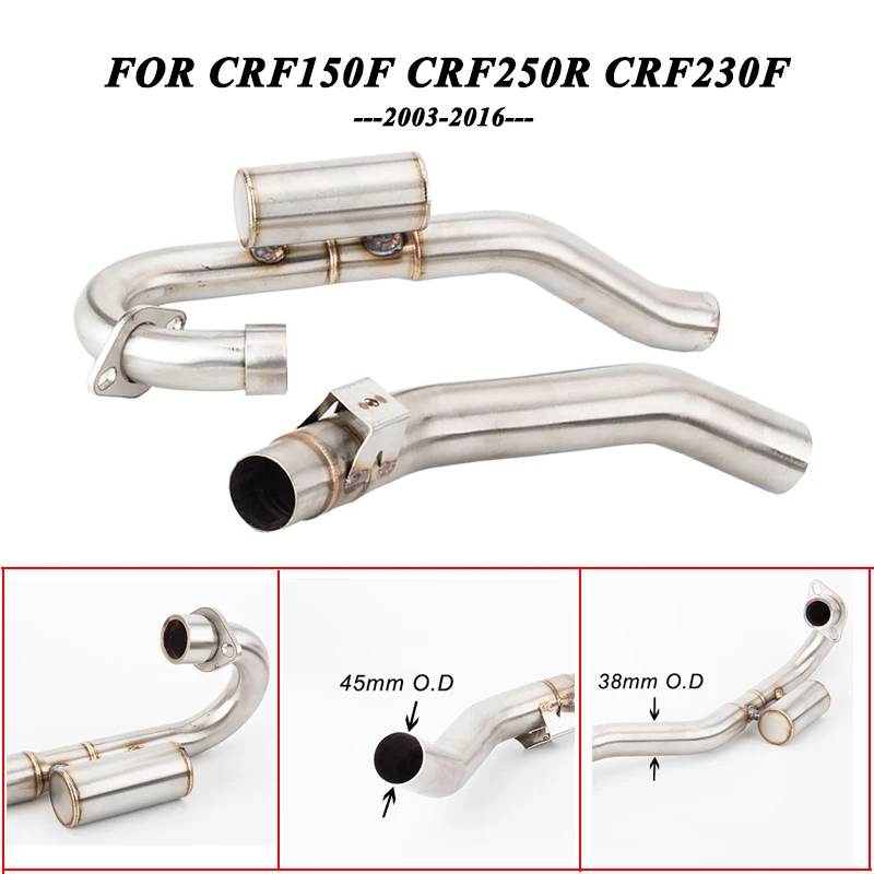 For CRF150F CRF230F CRF250R 2003-2016 Link Pipe Slip-on Motorcycle Exhaust Motocross Escape Front pipe for Exhaust systems