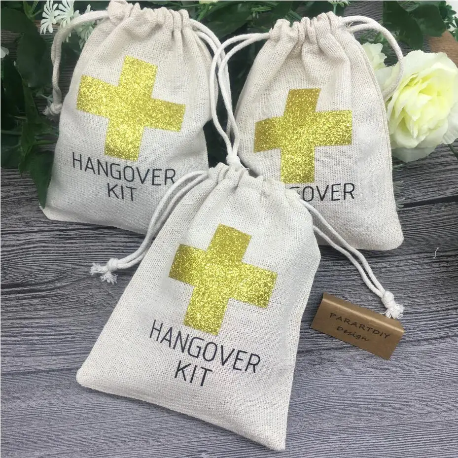 custom gold cross wedding birthday jewelry favor muslin gifts Bags Bachelorette baby shower first aid Hangover Kits