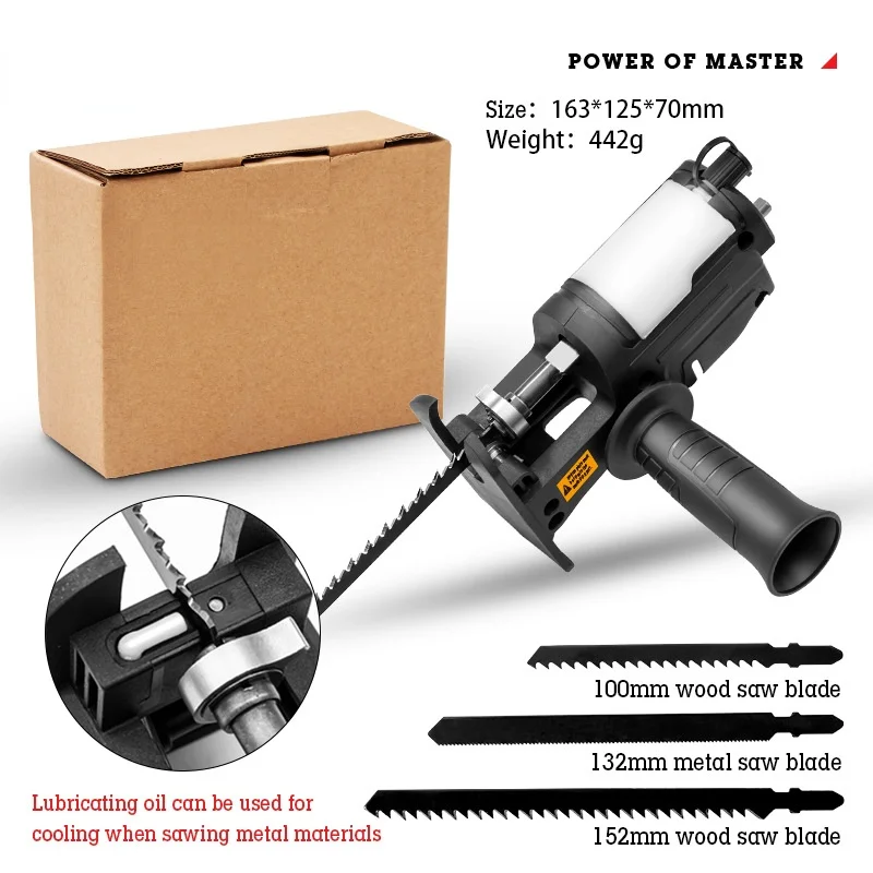 Portable Reciprocating Saw Adapter Electric Drill Modified Electric JigSaw Power Tool Wood Cutter Machine Attachment with Blades