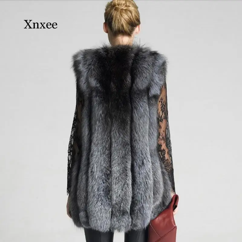 2020 Fashion Womans Sleeveless Faux Fox Fur Vest Elegant Party Long Outwear Streetwear Slim Fit Woman Furry Coat  S-6Xl