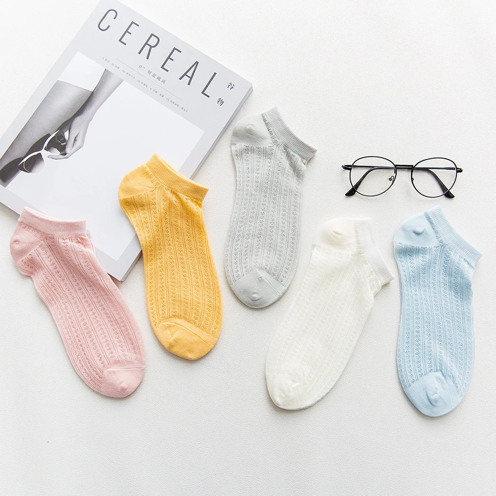 Women's Socks Spring And Summer Medium And Short Tube Solid Color Casual Comfortable Combed Cotton Thin Breathable Sports Socks