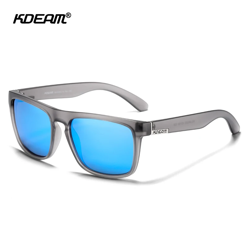 KDEAM 30 Colors Available Top Square Men\'s Sunglasses Polarized and UV400 Protection Translucent Glasses Frame Mirror Lense