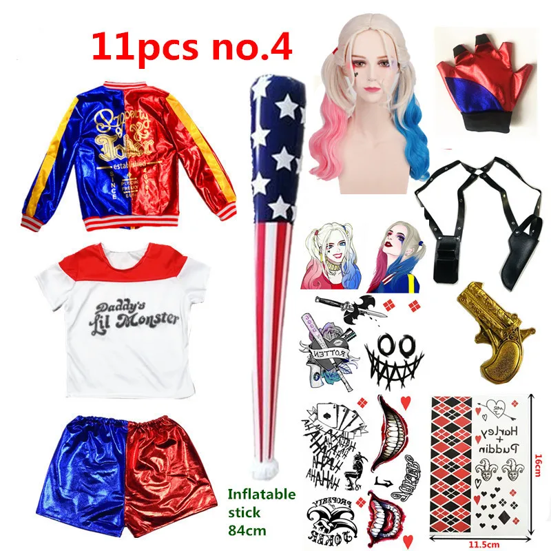 Karneval Frauen Erwachsene Fantasia Arlequina Cosplay Kostüme Харли Куинн Jacke Hosen Sets Party Kleidung