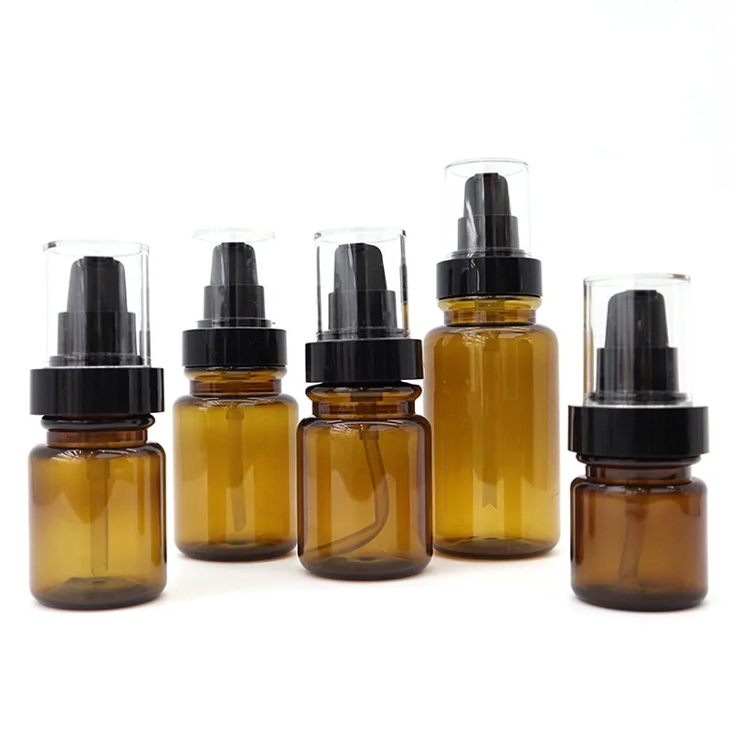 

Plastic Lotion Cream Pump Bottle Brown Face Cream Jar PET Dispenser Empty 40/60/80/100/120ml Emulsion Refillable Bottle 15pcs