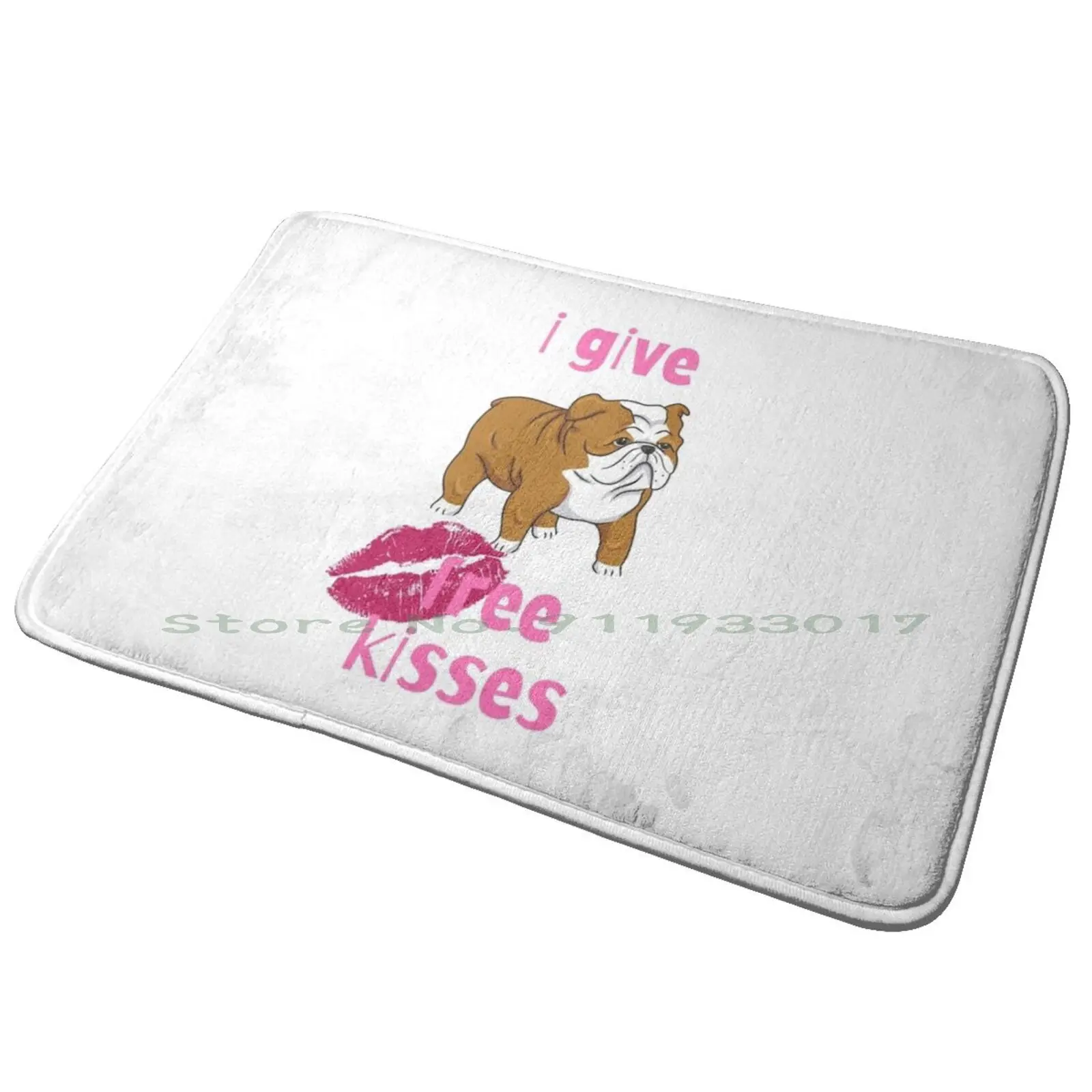 I Give Free Kisses Bulldog Entrance Door Mat Bath Mat Rug Collage Motorcycle Chopper Anti-Slip Bedroom Kitchen Foot Mat Floor