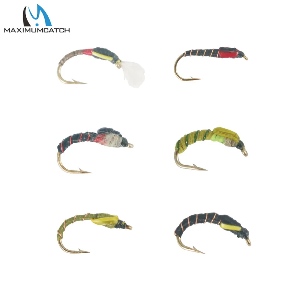 Maximumcatch 12pc Assorted Epoxy Nymph Flies Chironomid Midge Pupa Grayling Trout Fish #8 #10 #12 Fishing Bait Artificial Lures