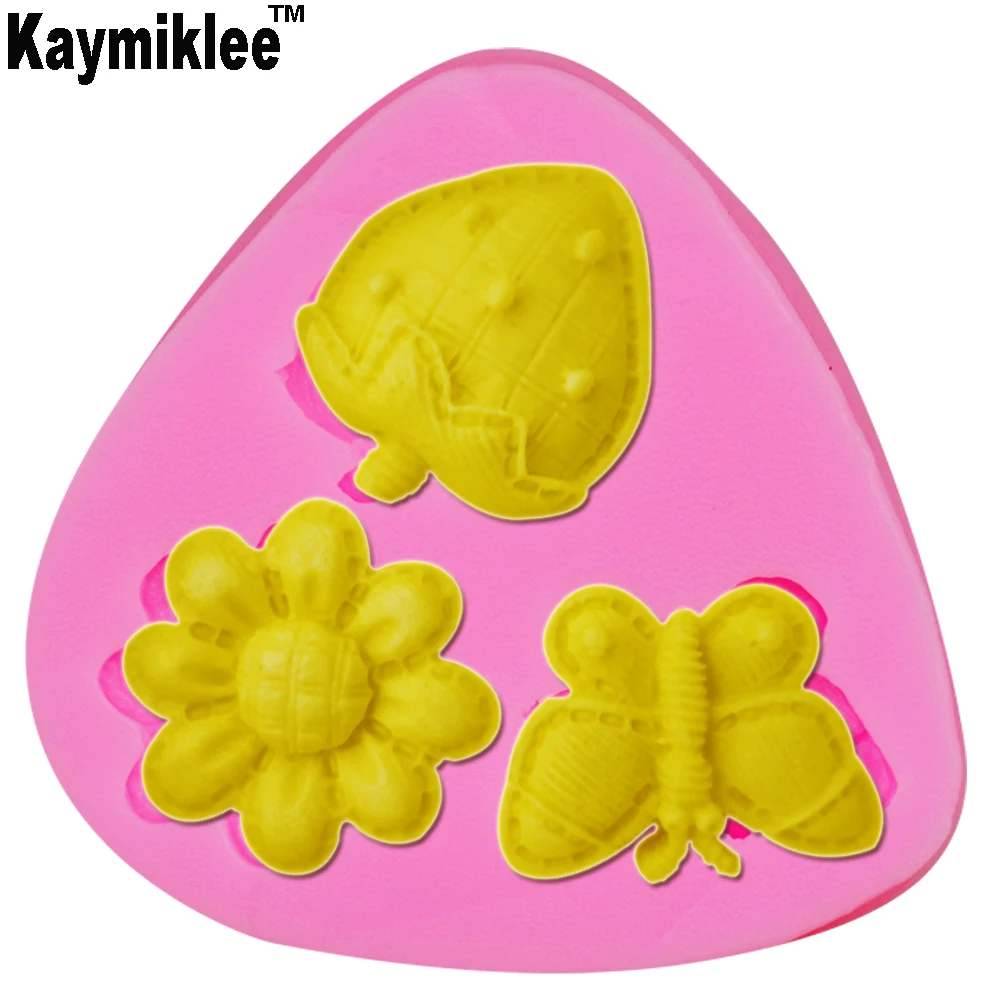 Kaymiklee M367 Flowers Butterfly Strawberry Silicone Mold Cake Decoration Cake Fondant Baking DIY Tools