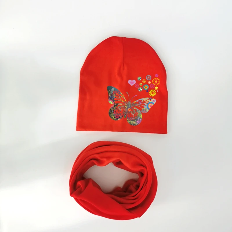 butterfly floral colorful flower Baby Hats scarf set for Girls boys Kids Hat Baby Hat Children Scarf Collar Infant Caps Beanie