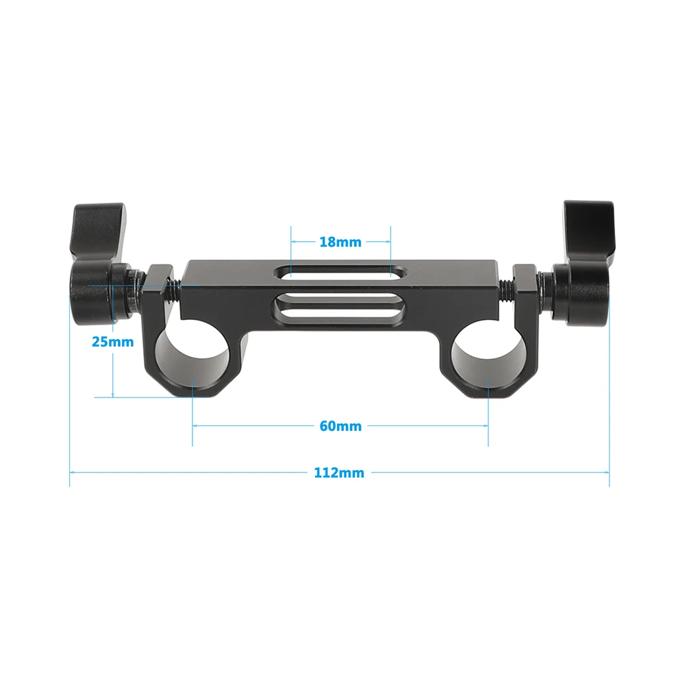 Morsetto a doppia asta Standard da 15mm CAMVATE con scanalature di montaggio centrali da 1/4 "per sistema di supporto per asta da 15mm DSLR