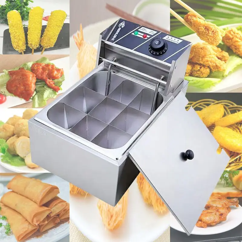 

Stainless Steel Electric Deep Fryer Commercial Home Kitchen Frying Chip Cooker Basket for Buffalo Wings 6L 2.5KW