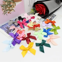 50PCS 5*5CM Ribbon Bows Solid color Polyester Satin Ribbon Bow Flower DIY Crafts Handmade Decoration Handwork Party Supplies