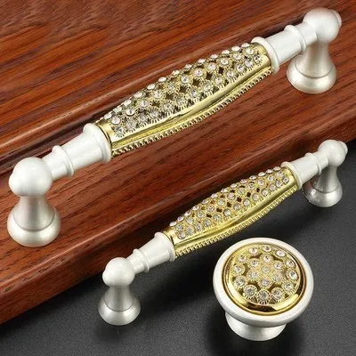 

3.75'' 5'' Crystal Dresser Handles Gold Drawer Pull Handles / Kitchen Cabinet Door Handles Decoration Hardware 96mm 128mm