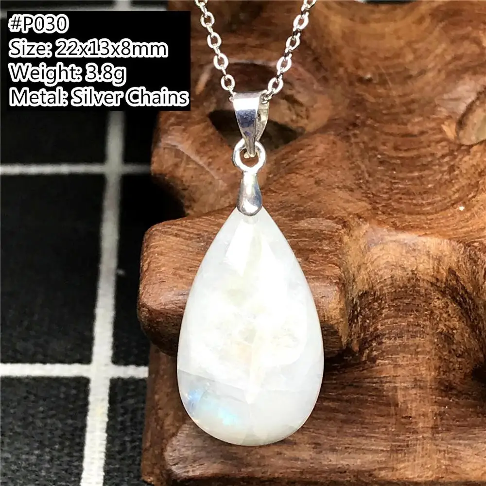 

Top Natural Moonstone Pendant Necklace For Women Lady Man Crystal 25x14mm Beads Stone Silver Chains Reiki Gemstone Jewelry AAAAA