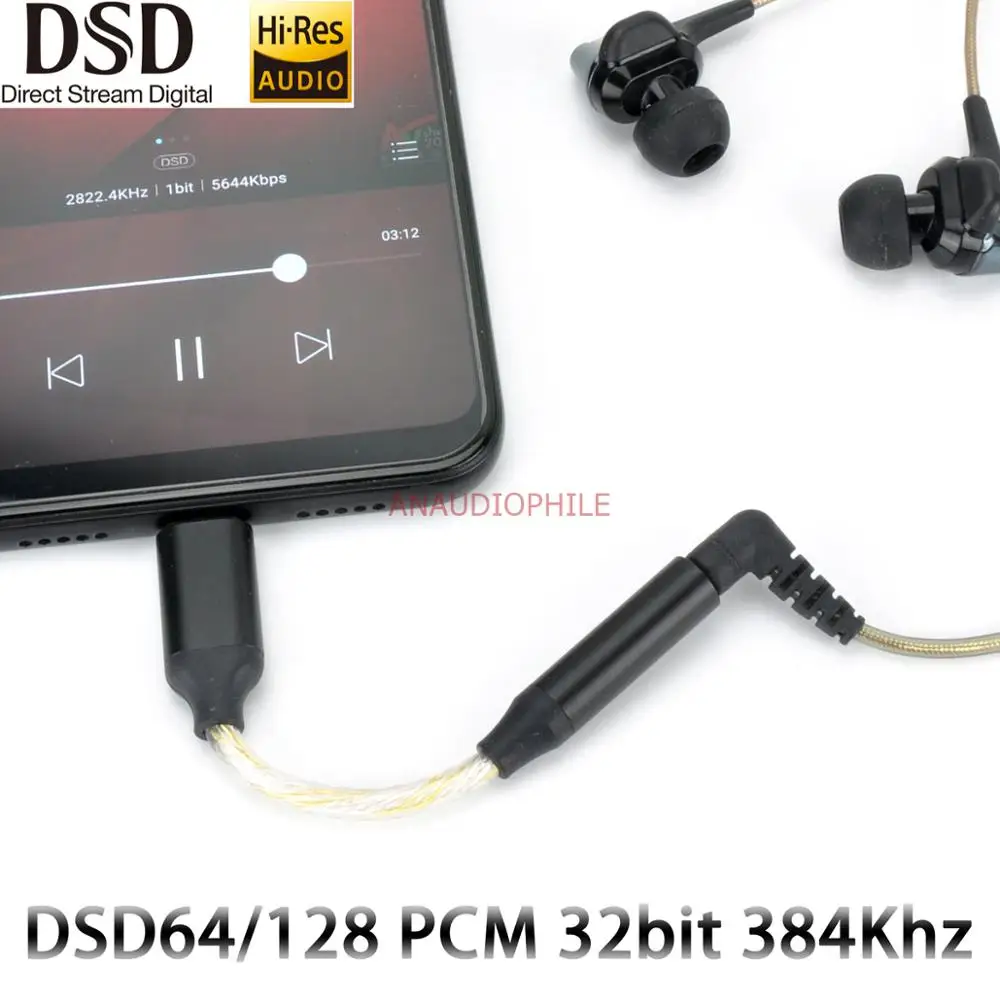 HiFi USB DAC DSD Type C To 3.5mm Headphone out DSD128 32bit 384Khz HTRF 3DGaming