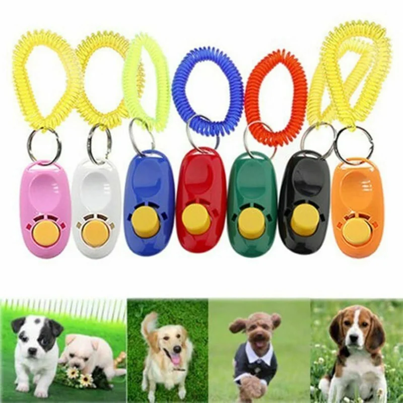 10PCS/Lot Dog Clicker Toys Pet Tranining Clicker Obedience Dog Cat Training Trainer Radom Color with Bracelet Drop Shipping