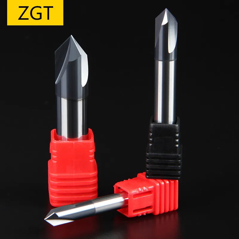 ZGT Chamfer End Mills Carbide Tungsten Steel Chamfering Milling Cutter 60 90 120 Degree Coated 3 Flute Endmills 4mm 6mm 8mm 10mm