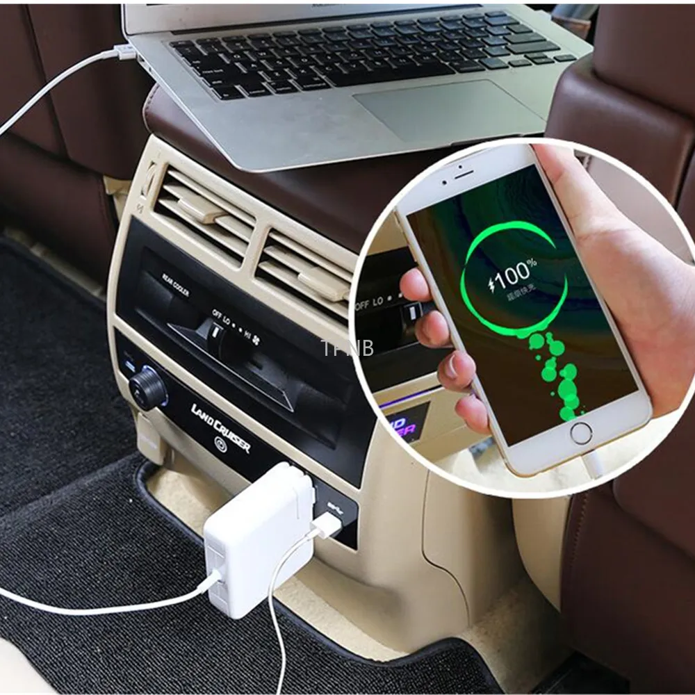 Rear USB Charging Panel for Toyota Land Cruiser 200 2008 2009 2010 2011 2012 2013 2014 2015 2016 2017 2018 2019 2020 Accessories