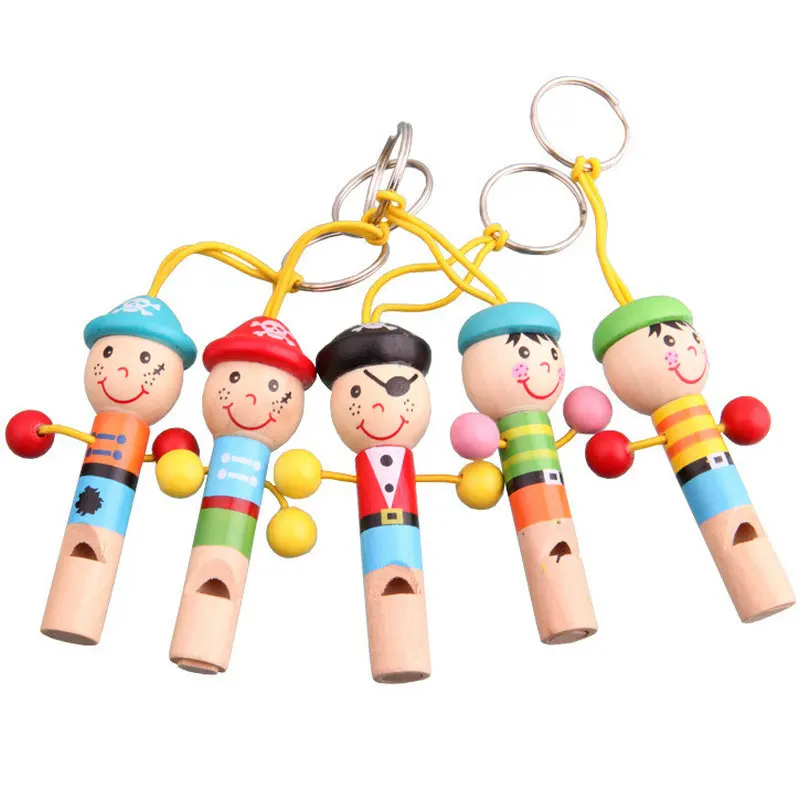 Kids educational Mini pirate whistle 10PCS Small toys wholesale wooden toys Cute pirate cartoon whistle Whistling Children gift