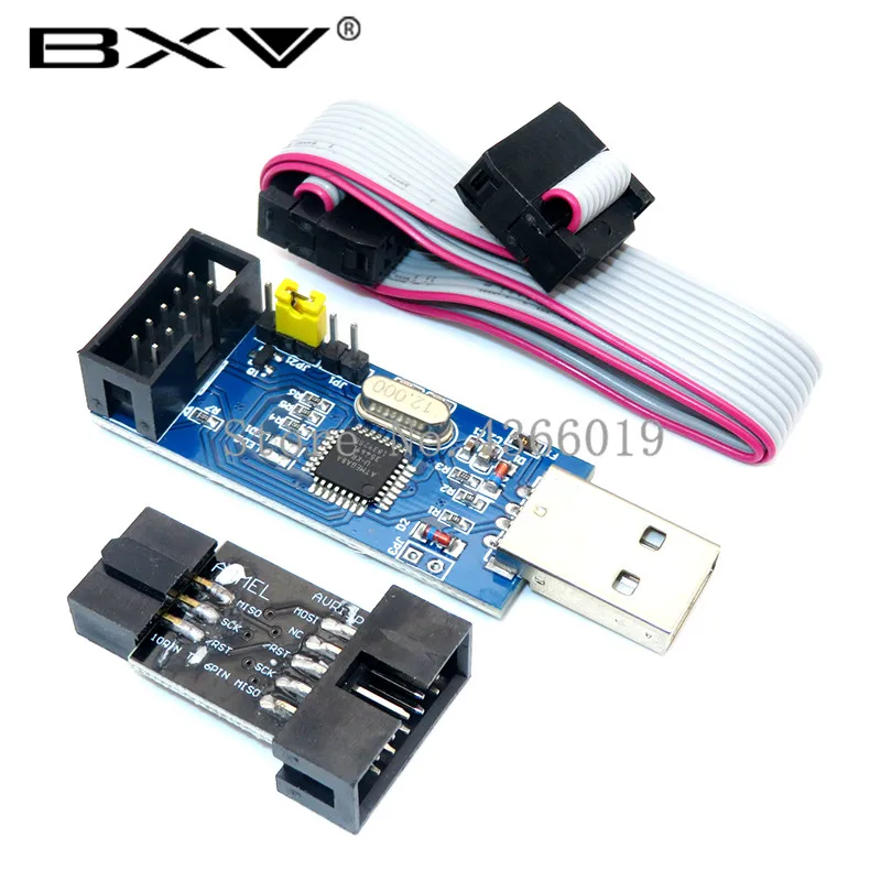 1Set 10Pin To 6 Pin Adapter Board + USBASP USBISP AVR Programmer USB ATMEGA8 ATMEGA128 ATtiny/CAN/PWM 10Pin Wire Module DIY