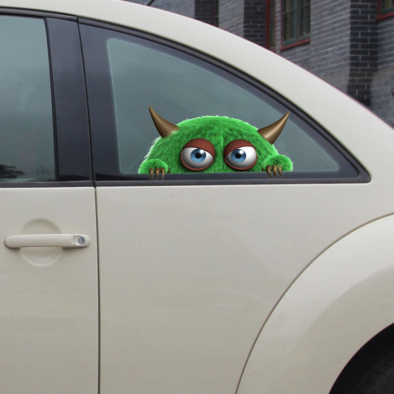 FUYOOHI Funny Body Car Stickers Animal 3D Green Little Monster Decals Window Stickers and Decals Car-styling Accessories 20cm