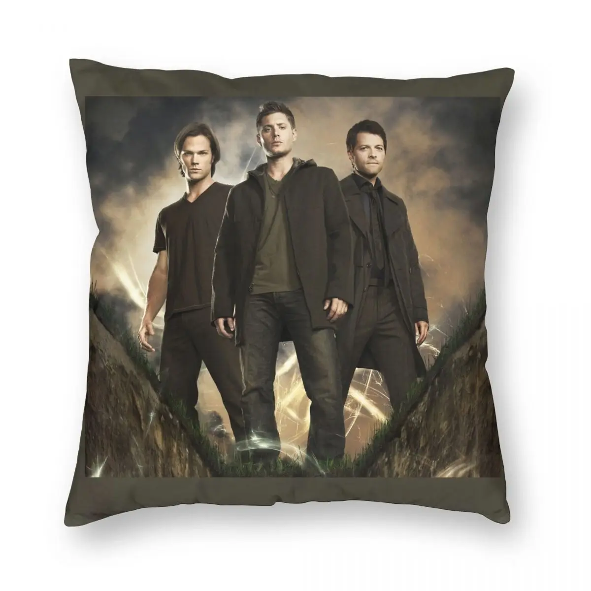 Funda de almohada cuadrada Supernatural para el hogar, cubierta de cojín de poliéster, lino, terciopelo, estampado con cremallera, decoración