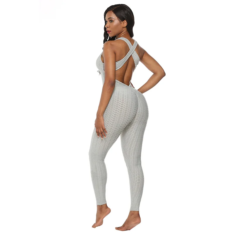 Women Sport Suit Jumpsuit 2023 Sexy Sleeveless Tracksuit Yoga Set Backless Gym Running Sportswear Leggings Workout Sport image 4