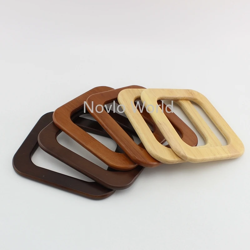 4-10 Pieces,4 colors 15*13cm Solid Wood square shaped handles for bags,Wooden Purse Hand Bag Handles