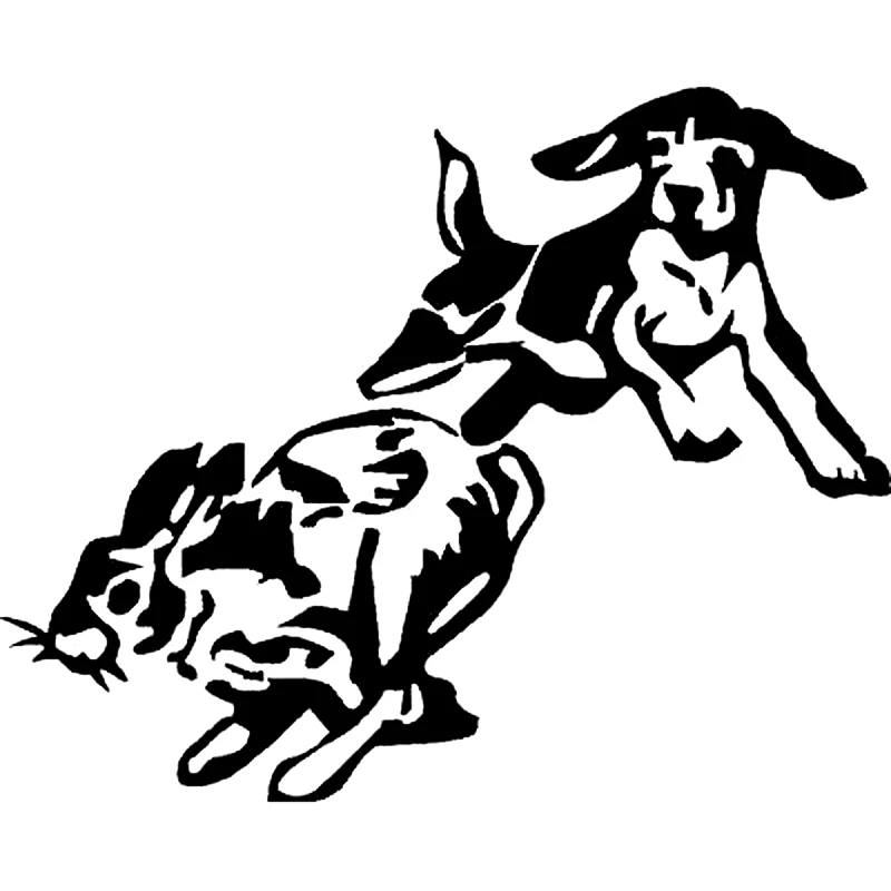

14.9cm*12cm Vinyl Decal-Beagle Chase Rabbit Dog Puppy Hunting Car Sticker for Opel Stickers