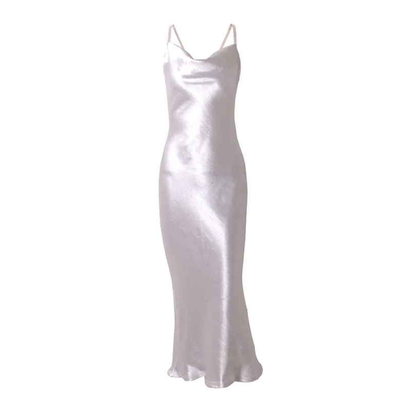 Spaghetti Nachtkleding Custom Made Crystal Satin Backless Mermaid Stijl Koos Kleur Van Grafiek Een Stuk Nachthemd Bathgown