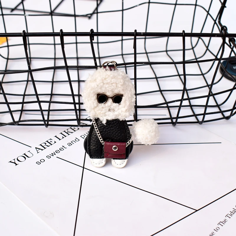 New Cute Fluffy Real Lamb Fur Cool Sheep Pompom Keychain Key Ring  Car Bag Charm Women  Backpack Pendant Decorative