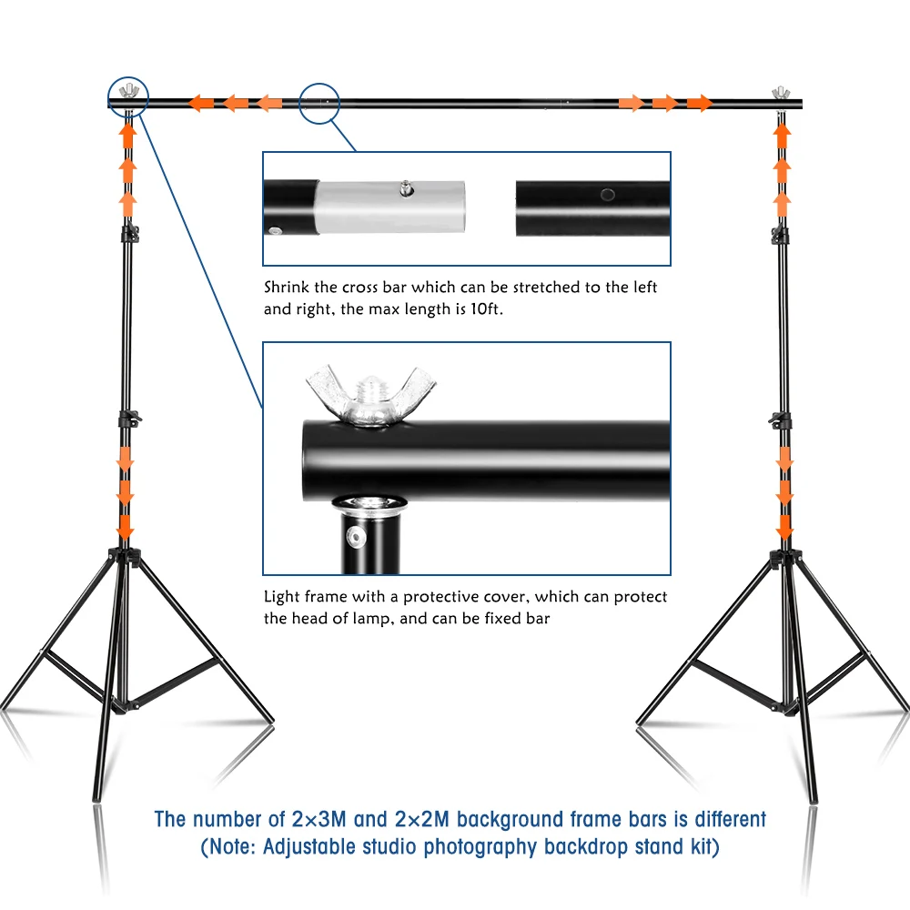 Photography Backdrop Stand With Background Adjustable Green Screen Background Frame Support System Kit For Photo Studio