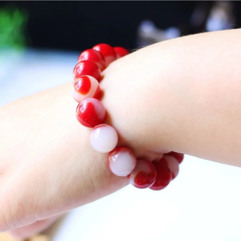 Xinjiang Gobi Chicken Red Bracelet Gold Jade Red and White Bracelet Jewelry for Men and Women