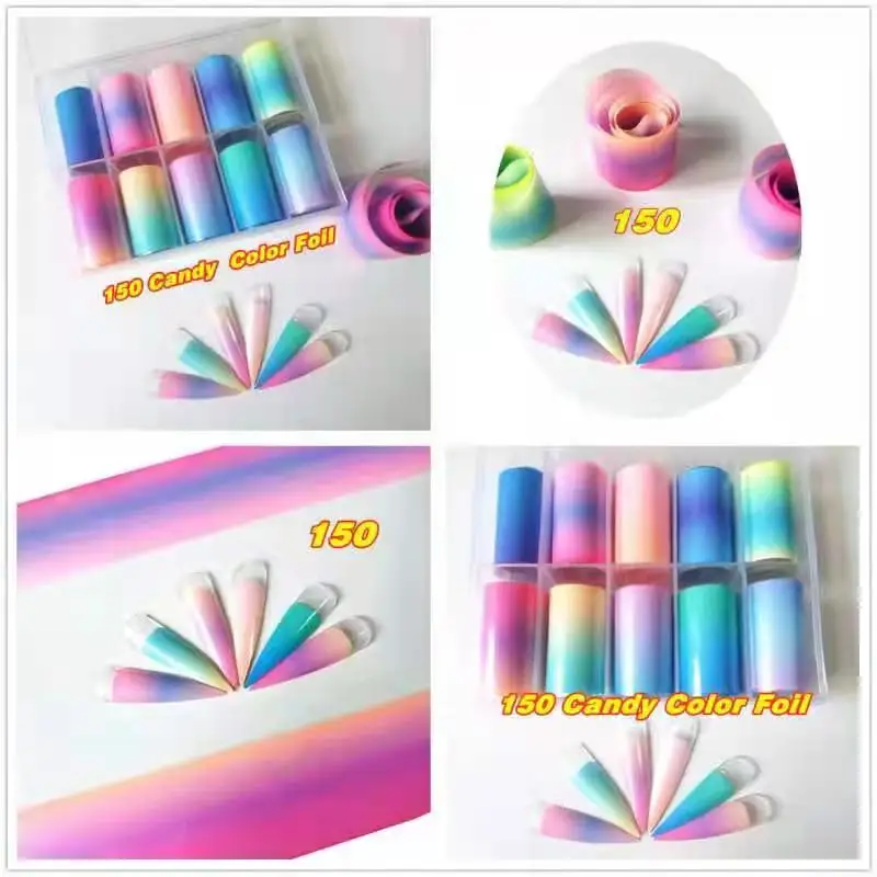 1 Box Candy Nail Foils for Colorful Transfer Paper Neon Stickers Flower Nails Wraps Chirstmas DIY Floral Nail Art Decorations