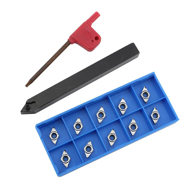 

TuGe Lathe External Turning tools Set SDNCN1010H07 DCGT0702 Carbide Inserts Blade Lathe Tool for Woodworking,Aluminum,Copper