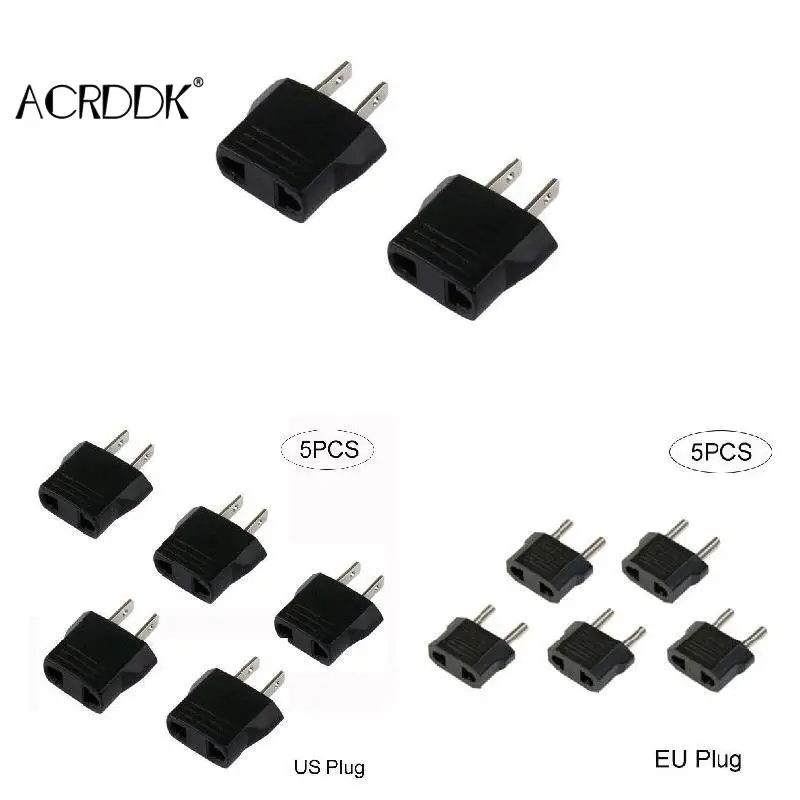 5Pcs 110V to 220V Conversion Adapter EU/US Plugs Travel Adapter Converter for Home Outdoor Traveling Use DF