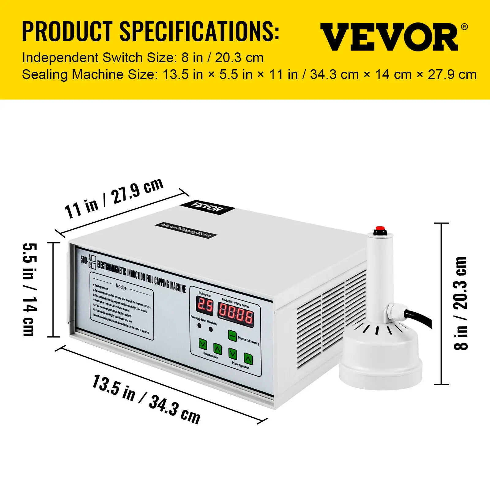 VEVOR Tổ Chức Cảm Ứng Máy Hàn Miệng Túi 20-100Mm Viền Máy Hàn Với Máy Vi Tính Bảng Điều Khiển Thông Minh GLF-500A Mô Hình Cho Chem thực Phẩm