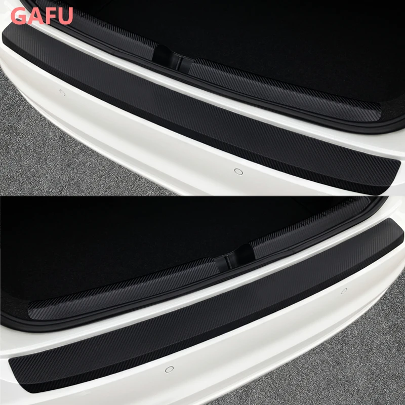 For VW TIGUAN MK2 2017 2018 2019 2020 2021 Carbon Fiber PU Leather Rearguard Rear Bumper Protector Sticker Plate Cover