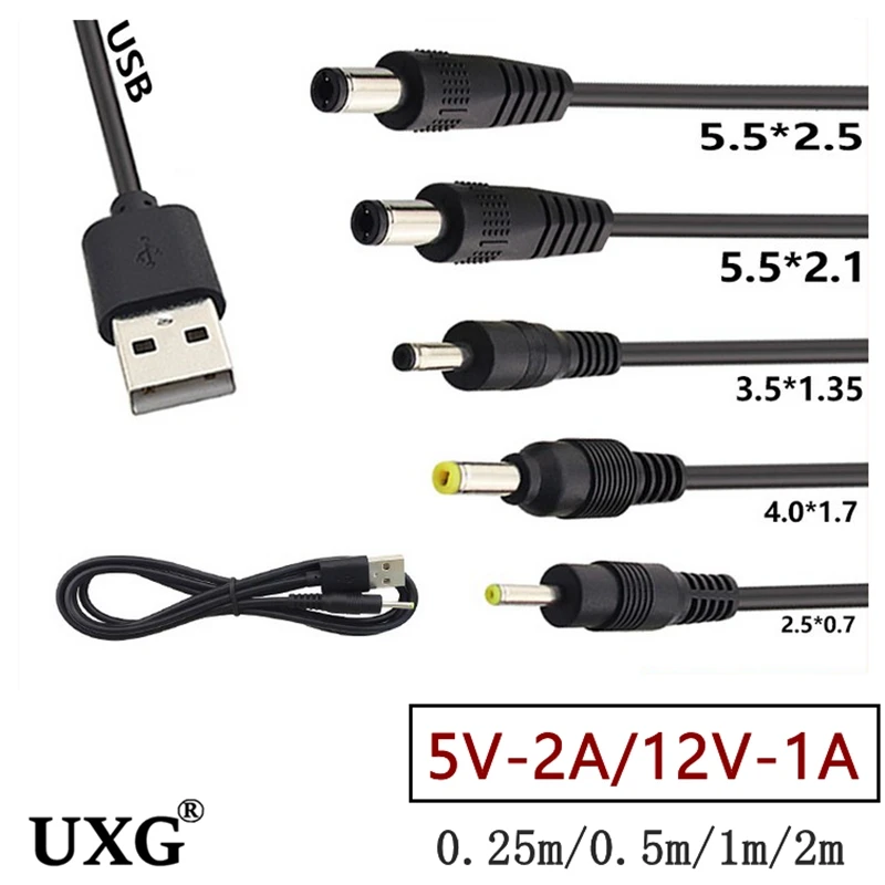 2M 1M 0.5M Port USB do 2.0*0.6mm 2.5*0.7mm 3.5*1.35mm 4.0*1.7mm 5.5*2.1mm 2.5mm x 0.7mm 5V DC gniazdo Jack złącze kabla zasilającego