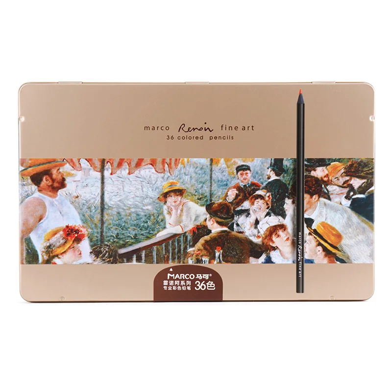 Marco Renoir 3200 Professional Black Wooden Oil Colored Pencils Drawing Painting Sketches 24/36/48 Colors Art Colored Pencils