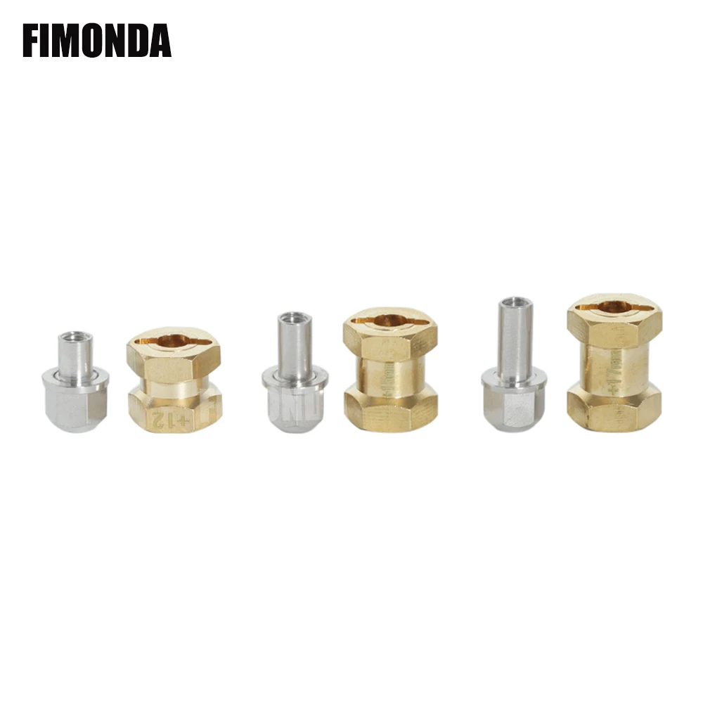 FIMONDA 4 sztuk 12mm mosiądz Hex koła rozszerzenie Adapter wagi 12mm 15mm 17mm dla gąsienica RC Axial SCX10 Wraith CC01 TF2 Rim części