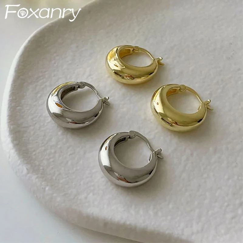 FOXANRY Minimalist Silver Color Earrings for Women INS Fashion Simple Water Drop Geometric Handmade Party Jewelry Gifts