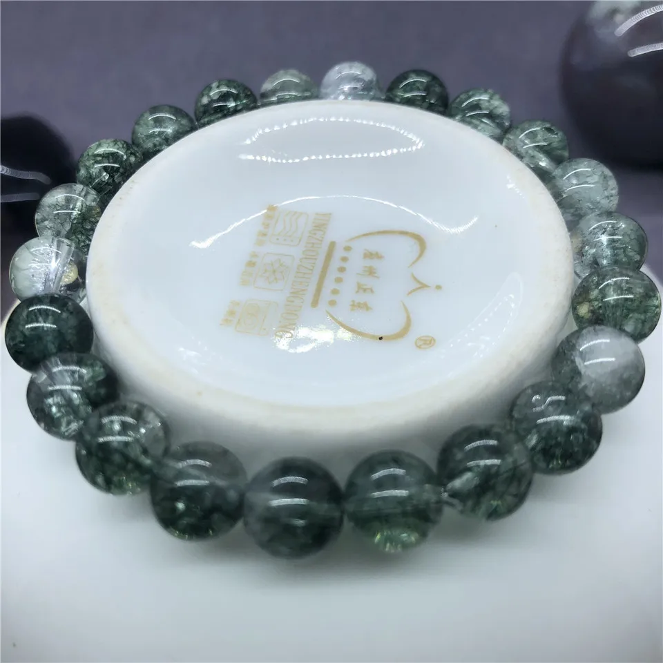 Natural Green Crack Phantom Quartz Beads Bracelet Charms for Female 6-12mm