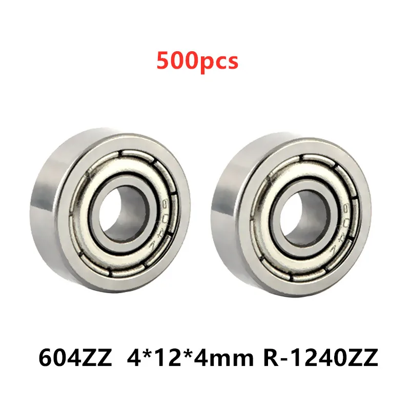 

500pcs 604ZZ 4*12*4mm R-1240ZZ miniature ball bearing 604 2Z 604Z shielded cover deep groove ball bearings 4x12x4 mm