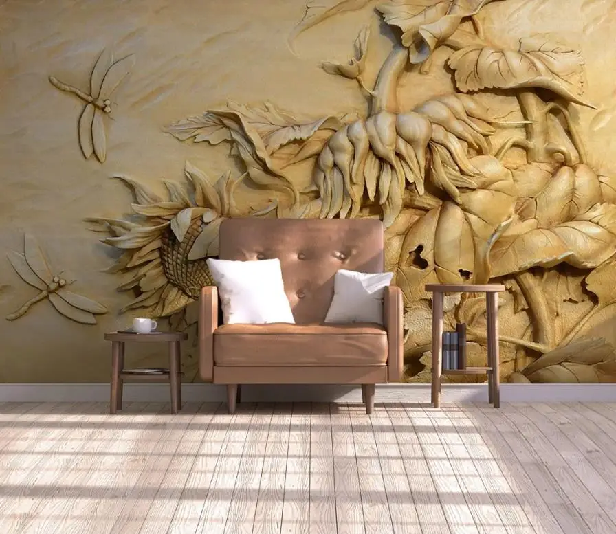

European Style 3D Stereoscopic Relief Photo Murals Wallpaper Living Room Hotel Luxury Background Wall Painting Decor