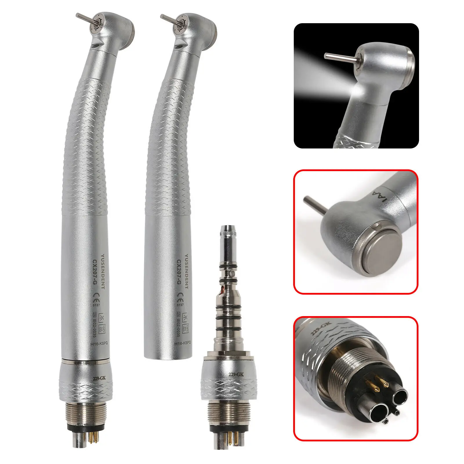 

COXO Dental Fiber Optic LED High Speed Handpiece Push Button Turbine Fit Kavo MULTIflex Quick Coupler 6Holes