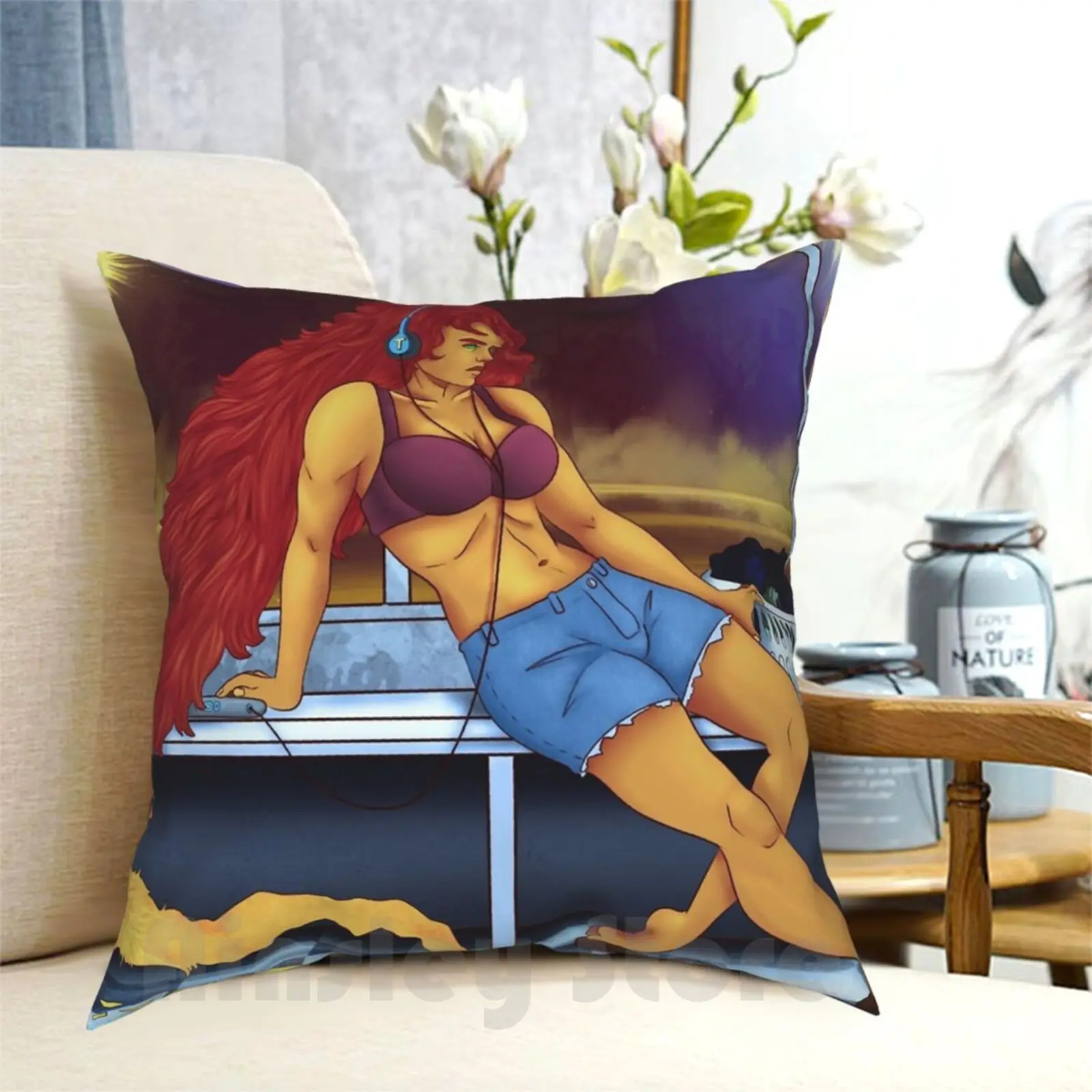 Starfire Doing Laundry Pillow Case Printed Home Soft DIY Pillow cover Starfire Superhero Fanart Kory