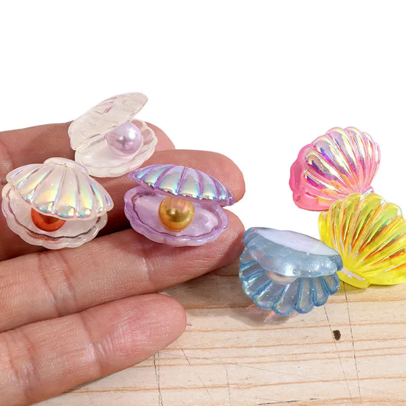 Kawaii-귀여운 컬러 골드 도금 진주 쉘, 12-48 개, 플랫 백 레진 스크랩북 카보 숑 DIY 오션 쥬얼리 액세서리 20 x 23mini