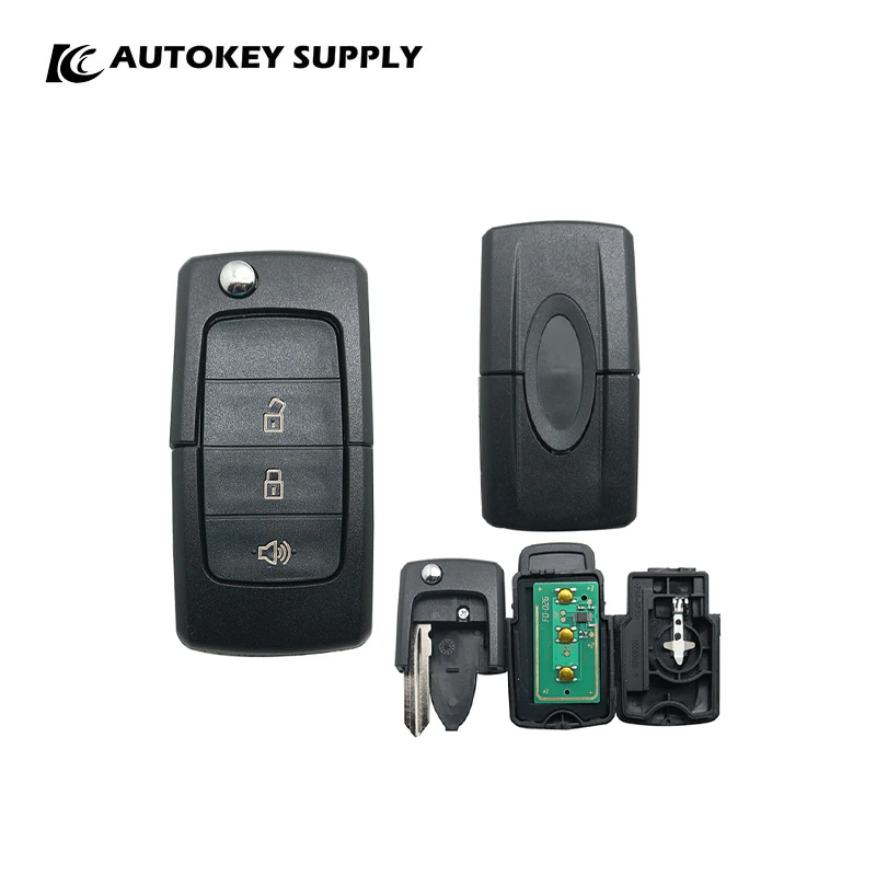 

For Ford 3 Buttons Remote Flip Key (Panic Buton) Complete 433Mhz - 315Mhz Autokeysupply AKFDC408-34H