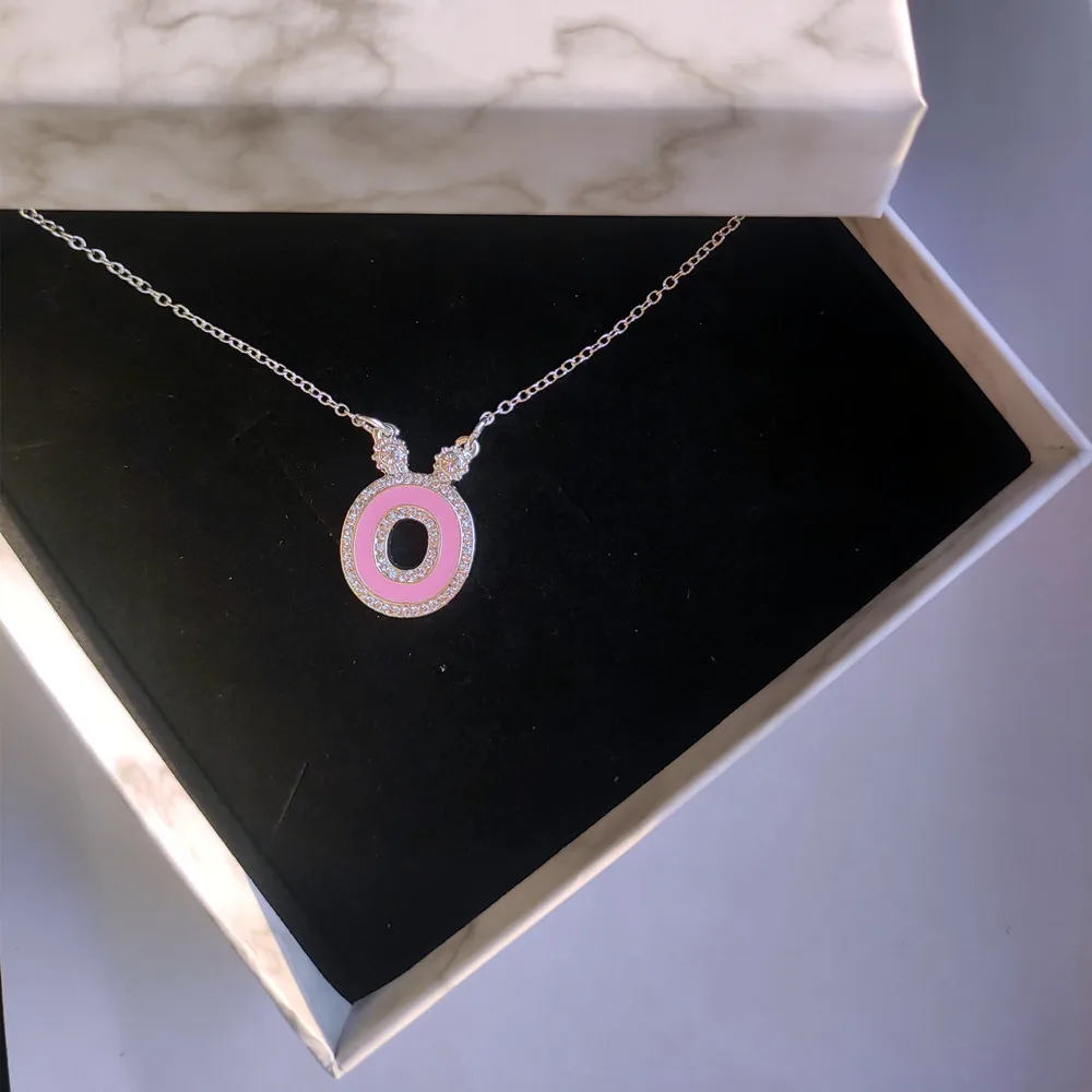 DUOYING Enamel Initial Letter Necklace Personlized Gold Plated 5A Zirconia A-Z Name Letters Pendant Necklace Girl's Jewelry Gift